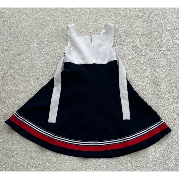 Girls Bonnie Jean Nautical Dress Red White Blue Stripes Bow Size 5 Sailor USA - Picture 10 of 10